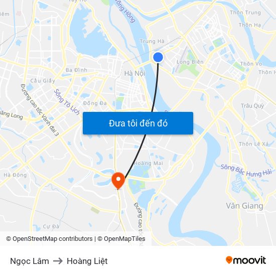 Ngọc Lâm to Hoàng Liệt map