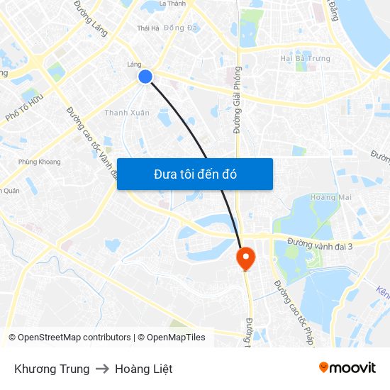 Khương Trung to Hoàng Liệt map