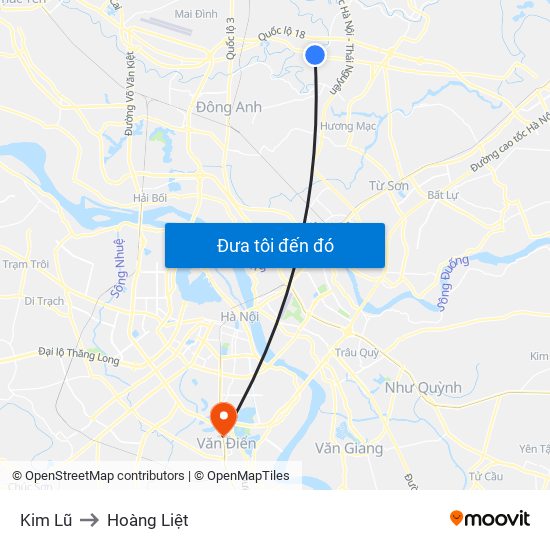 Kim Lũ to Hoàng Liệt map