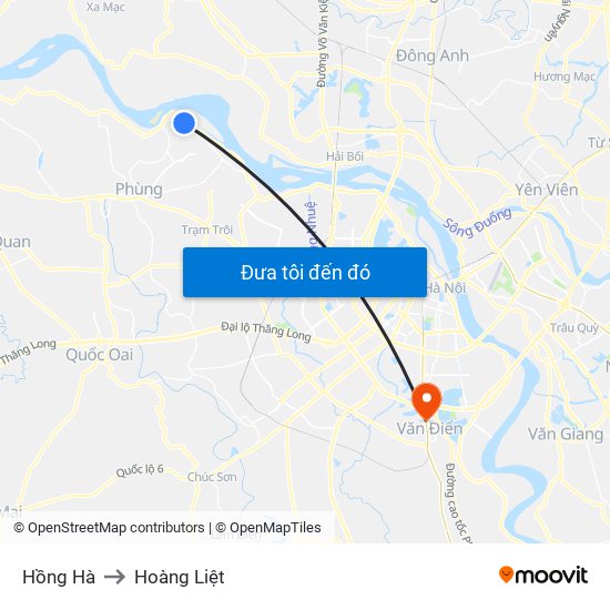Hồng Hà to Hoàng Liệt map