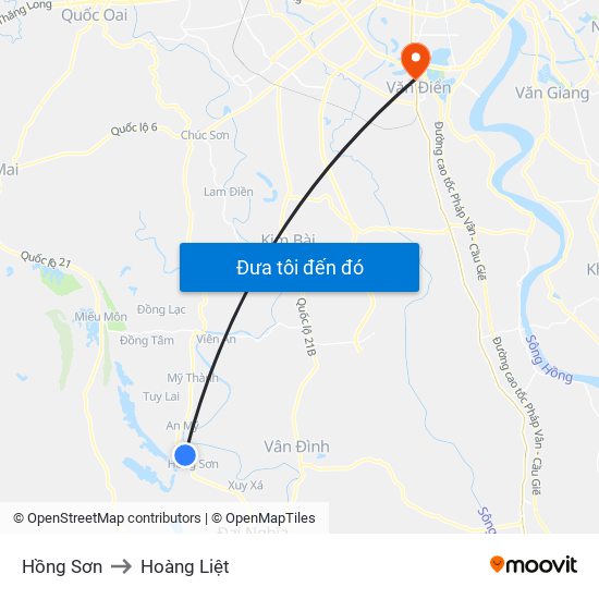 Hồng Sơn to Hoàng Liệt map