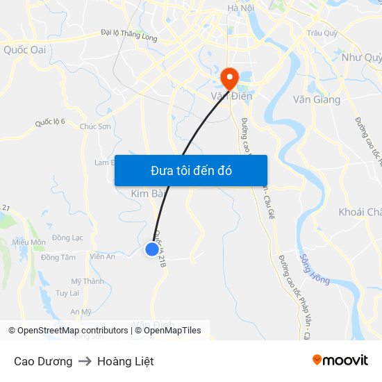 Cao Dương to Hoàng Liệt map