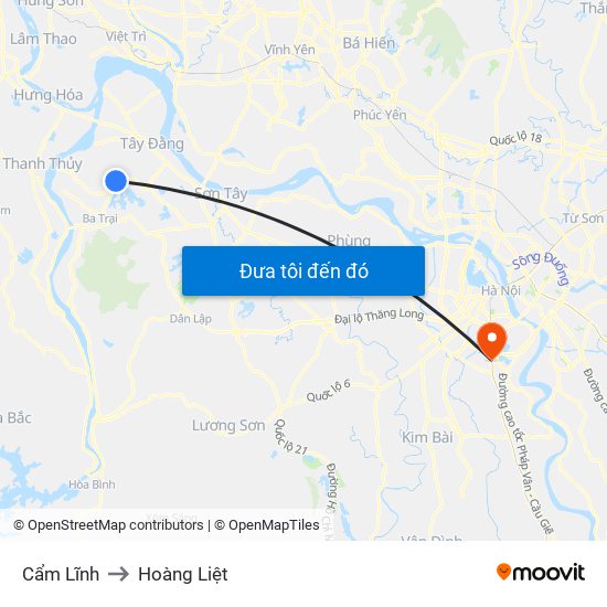 Cẩm Lĩnh to Hoàng Liệt map