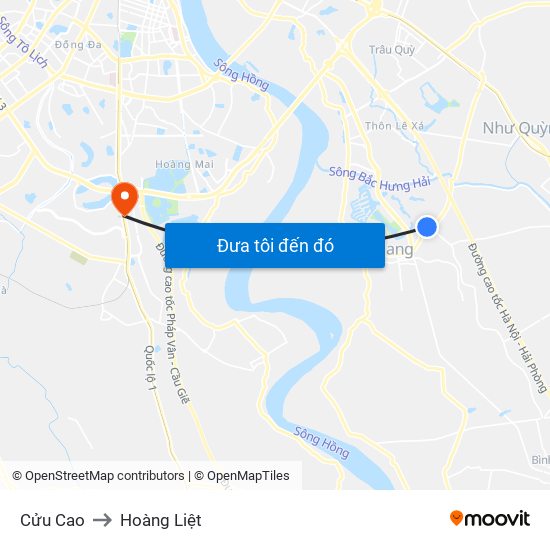 Cửu Cao to Hoàng Liệt map
