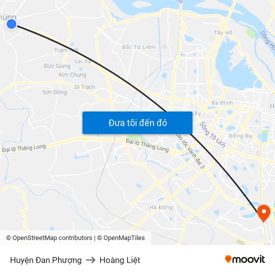 Huyện Đan Phượng to Hoàng Liệt map