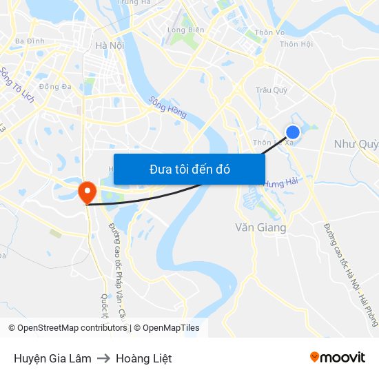 Huyện Gia Lâm to Hoàng Liệt map