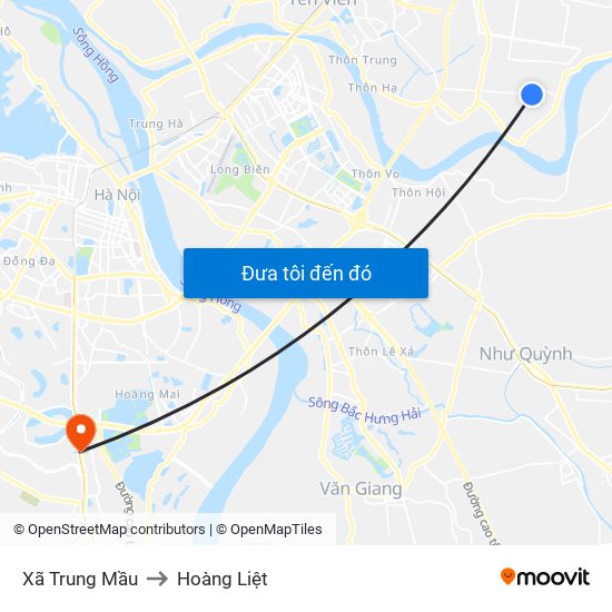 Xã Trung Mầu to Hoàng Liệt map