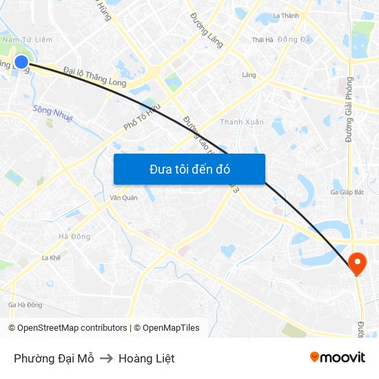 Phường Đại Mỗ to Hoàng Liệt map