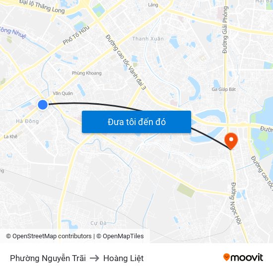 Phường Nguyễn Trãi to Hoàng Liệt map