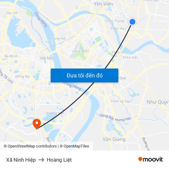 Xã Ninh Hiệp to Hoàng Liệt map