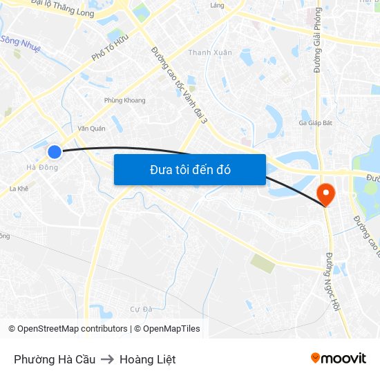 Phường Hà Cầu to Hoàng Liệt map