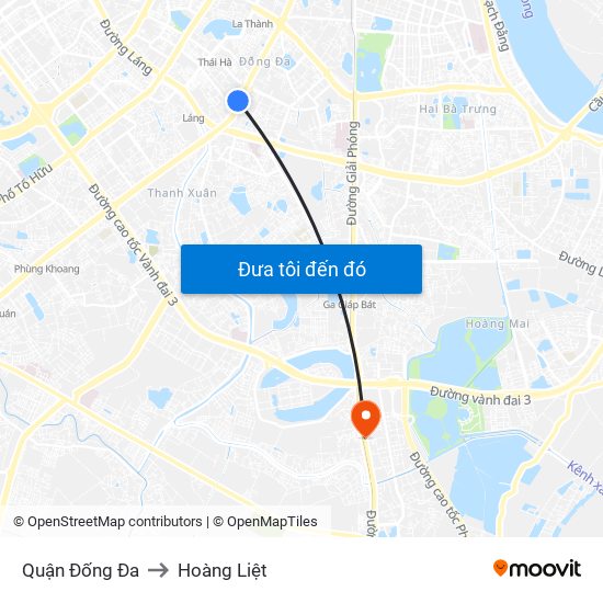 Quận Đống Đa to Hoàng Liệt map