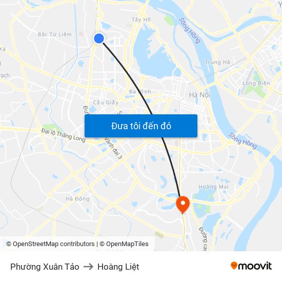 Phường Xuân Tảo to Hoàng Liệt map