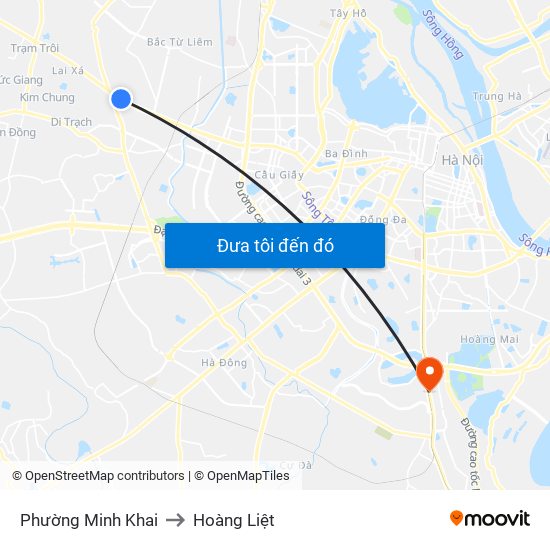 Phường Minh Khai to Hoàng Liệt map