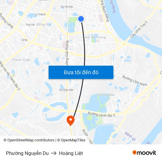 Phường Nguyễn Du to Hoàng Liệt map