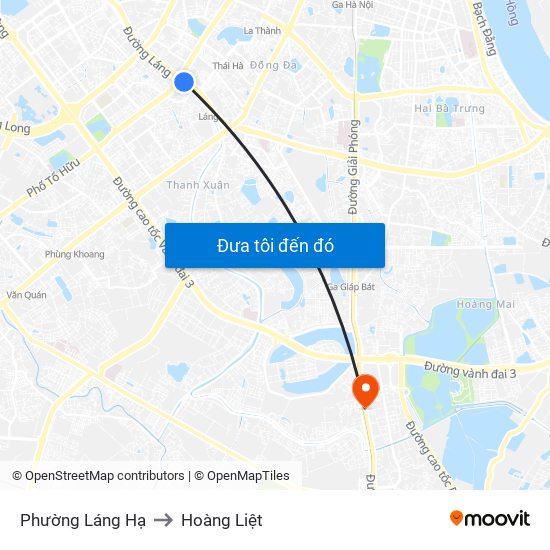 Phường Láng Hạ to Hoàng Liệt map