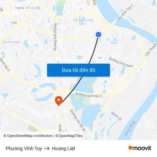 Phường Vĩnh Tuy to Hoàng Liệt map