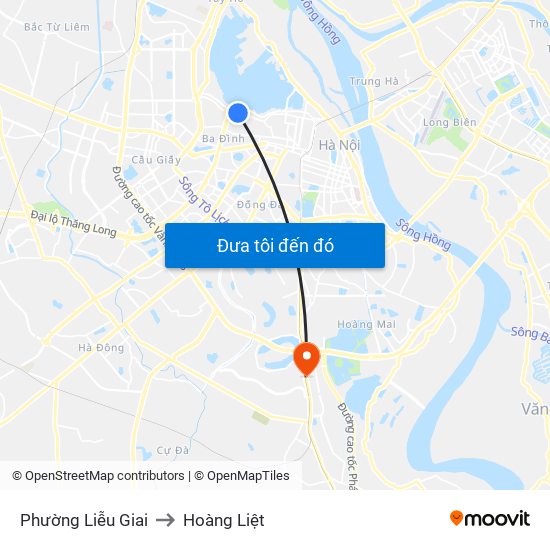 Phường Liễu Giai to Hoàng Liệt map