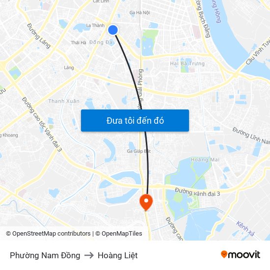 Phường Nam Đồng to Hoàng Liệt map