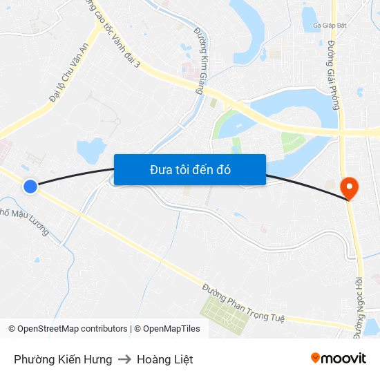 Phường Kiến Hưng to Hoàng Liệt map