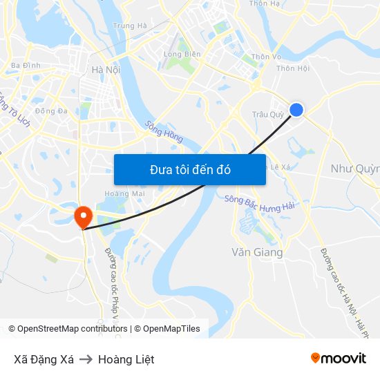 Xã Đặng Xá to Hoàng Liệt map