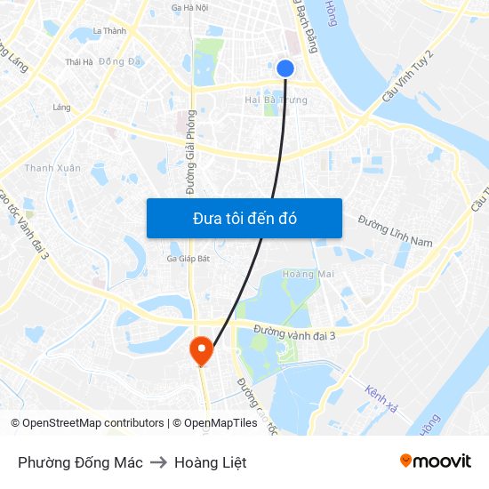 Phường Đống Mác to Hoàng Liệt map