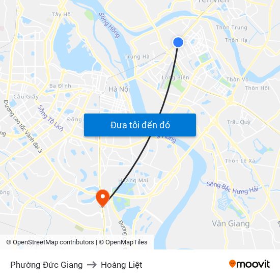 Phường Đức Giang to Hoàng Liệt map