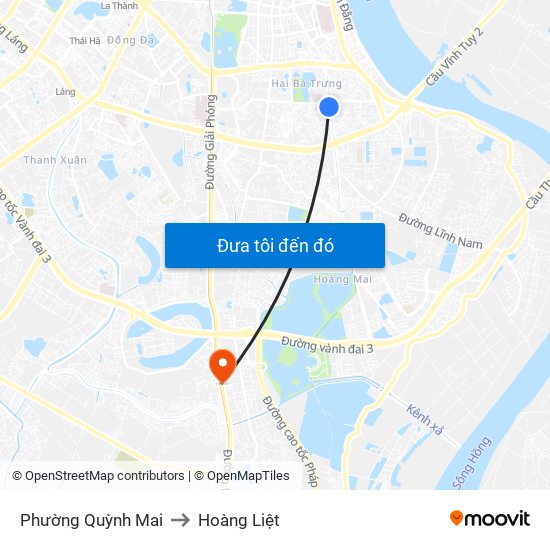 Phường Quỳnh Mai to Hoàng Liệt map