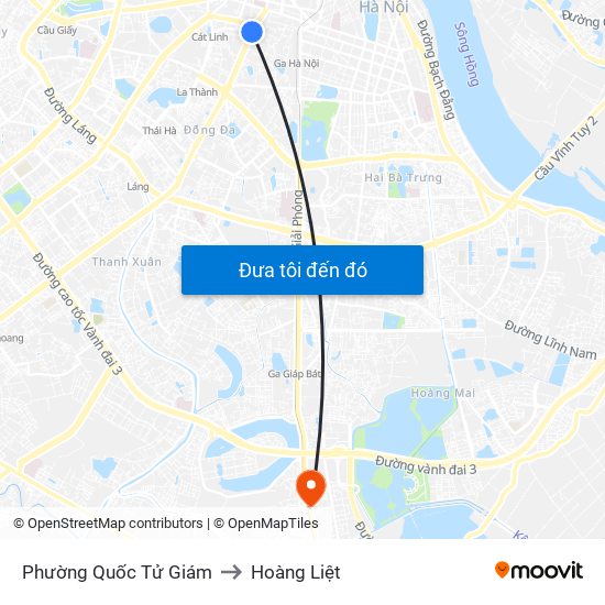 Phường Quốc Tử Giám to Hoàng Liệt map