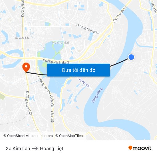 Xã Kim Lan to Hoàng Liệt map