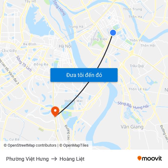 Phường Việt Hưng to Hoàng Liệt map
