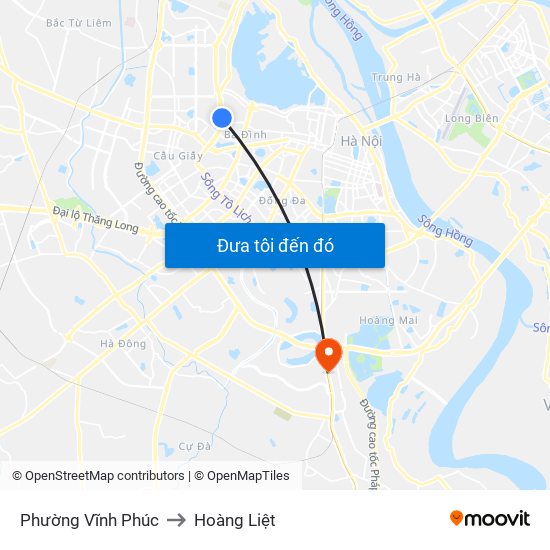 Phường Vĩnh Phúc to Hoàng Liệt map