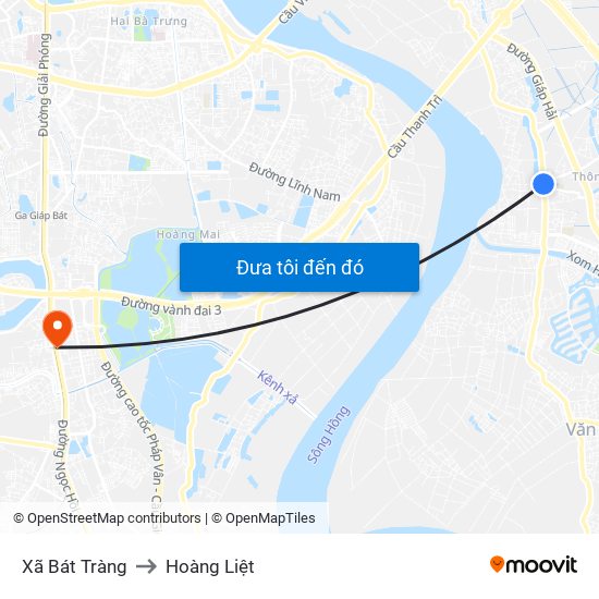 Xã Bát Tràng to Hoàng Liệt map