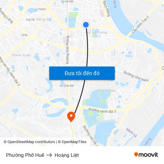 Phường Phố Huế to Hoàng Liệt map