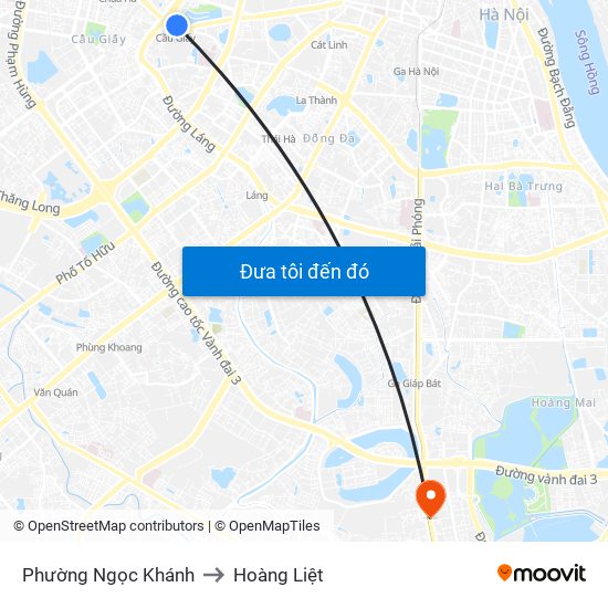 Phường Ngọc Khánh to Hoàng Liệt map