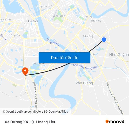 Xã Dương Xá to Hoàng Liệt map