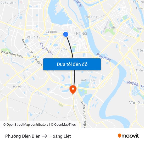 Phường Điện Biên to Hoàng Liệt map