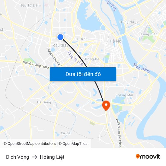 Dịch Vọng to Hoàng Liệt map