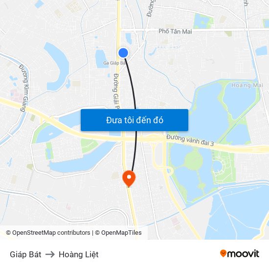 Giáp Bát to Hoàng Liệt map