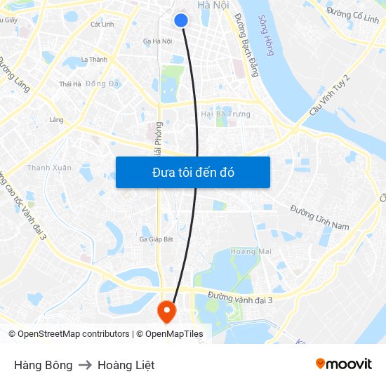 Hàng Bông to Hoàng Liệt map