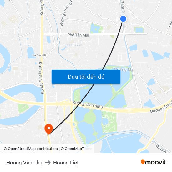 Hoàng Văn Thụ to Hoàng Liệt map