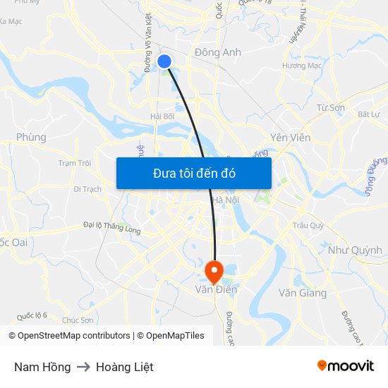 Nam Hồng to Hoàng Liệt map