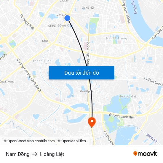 Nam Đồng to Hoàng Liệt map