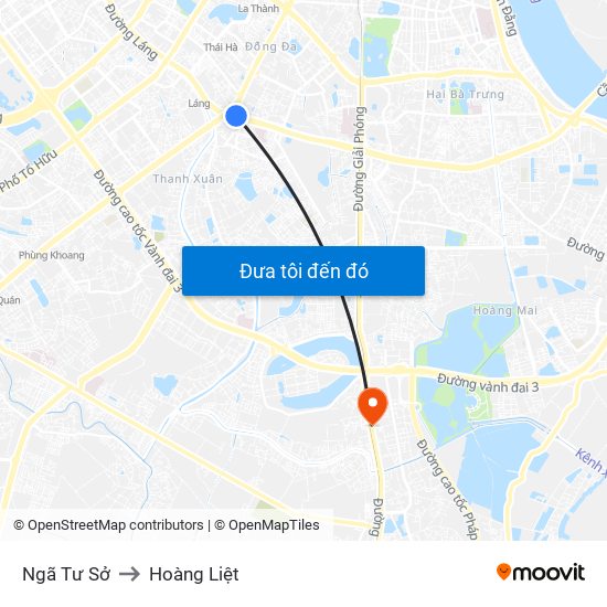 Ngã Tư Sở to Hoàng Liệt map