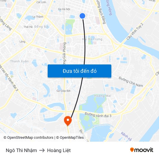 Ngô Thì Nhậm to Hoàng Liệt map