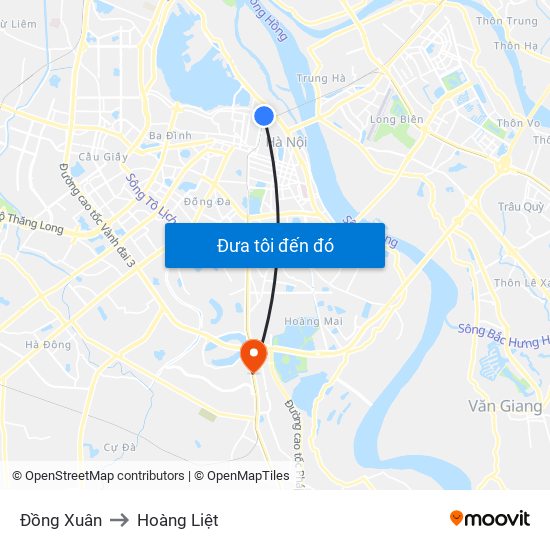Đồng Xuân to Hoàng Liệt map