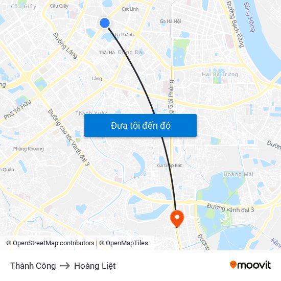 Thành Công to Hoàng Liệt map