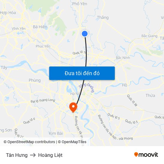 Tân Hưng to Hoàng Liệt map