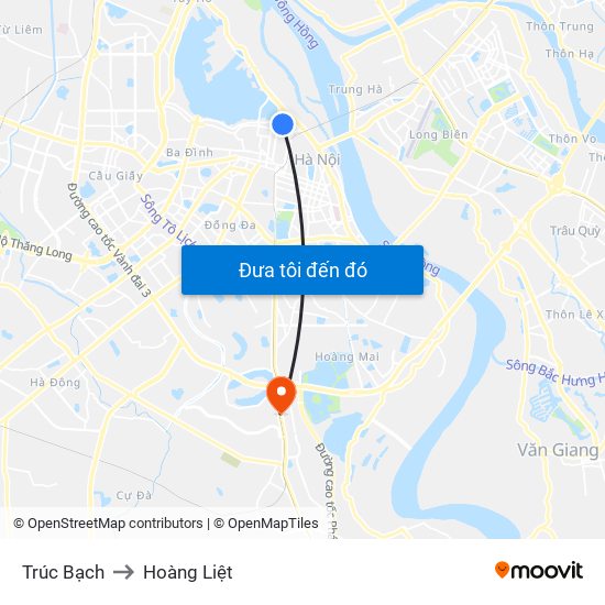 Trúc Bạch to Hoàng Liệt map
