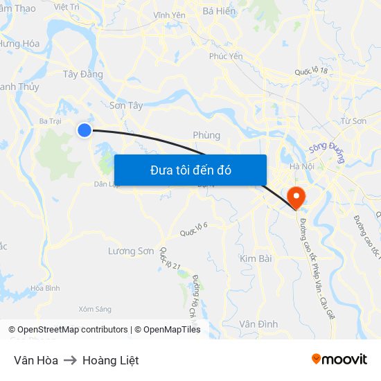 Vân Hòa to Hoàng Liệt map